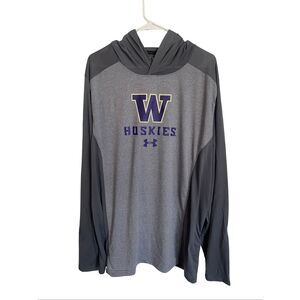 Under Armour Mens Gray Washington Huskies Loose Fit Hooded T-Shirt Size 3XL